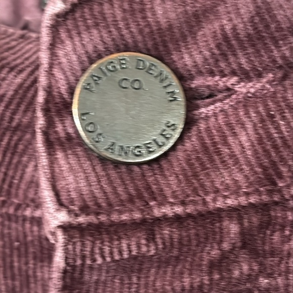 Paige Corduroy High Rise Lou Lou Pants Boot Cut Flare Burgundy Fall Tall Long - Picture 6 of 16